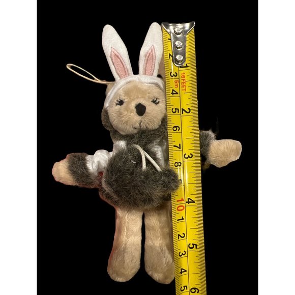 Bath & Body Works Mini Teddy Bear Dresses As Bunny In Puffer Keychain/Ornament - Picture 3 of 5